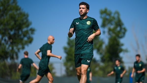 Mikey Johnston training with the Ireland squad ahead of the game in Athens