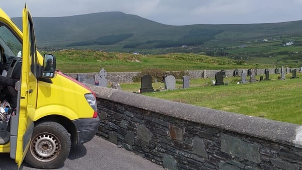 American tourist Penelope Barry's campervan pictured by the cemetery in Kerry