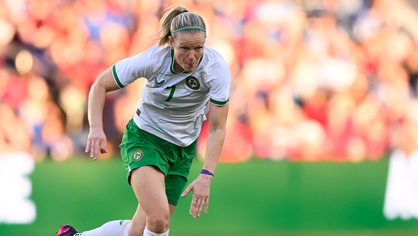 Diane Caldwell in action for the Republic of Ireland against the USA in April
