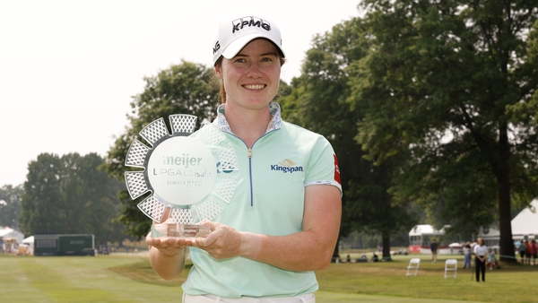 Leona Maguire poses with the trophy at Blythefield Country Club