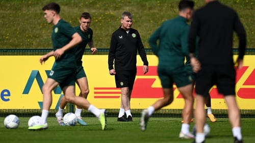 Stephen Kenny taking training on the eve of the Gibraltar match