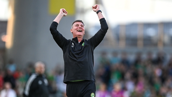 Republic of Ireland manager Stephen Kenny celebrates Evan Ferguson's goal against Gibraltar