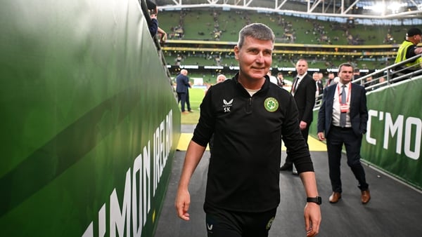 Stephen Kenny leaving the pitch following the 3-0 victory over Gibraltar
