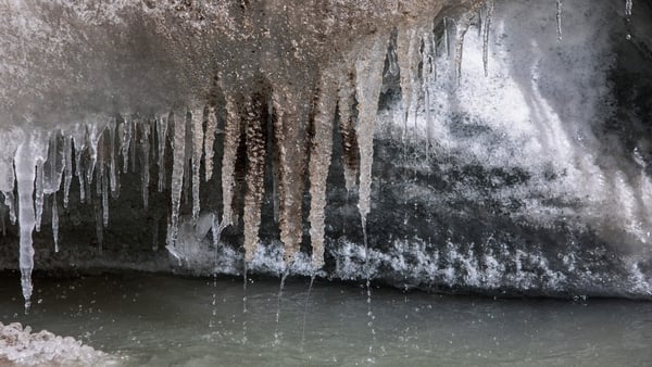 Ice melting from the Gangotri glacier, which is believed to be the source of the Ganges River, pictured last October