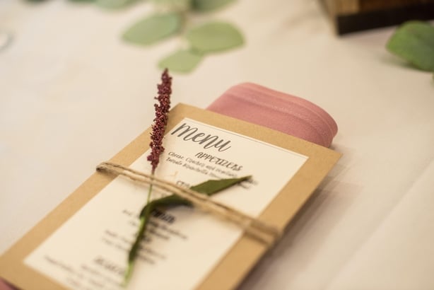 Food menu at wedding reception