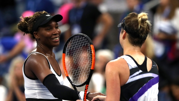 Venus Williams and Elina Svitolina shake hands at the 2019 US Open