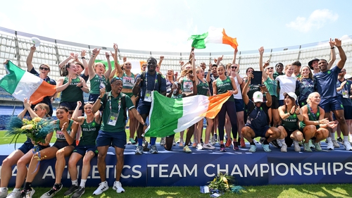 Team Ireland celebrated winning Division 3 of the Athletics Team Championship at the Silesian Stadium in Chorzow, Poland