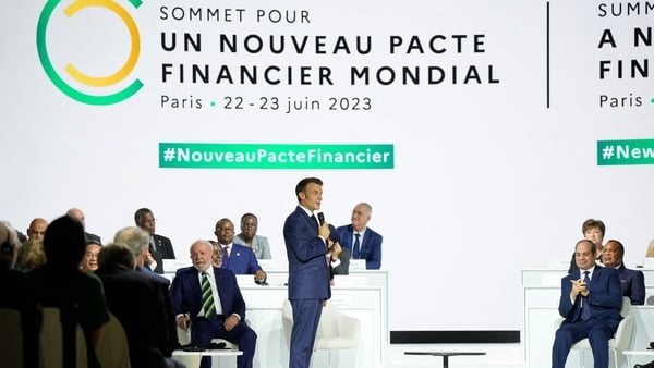 Emmanuel Macron spoke at the New Global Financial Pact Summit in Paris