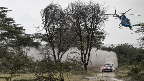 Sebastien Ogier Vincent Landais competing in their Toyota GR Yaris Rally1
