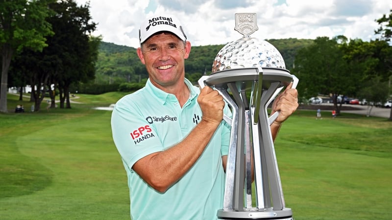 Harrington hits stunning 63 to retain title in New York