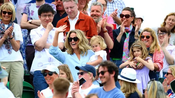 Murray's wife Kim and their children celebrate in the stands following a recent victory (Nigel French/PA)