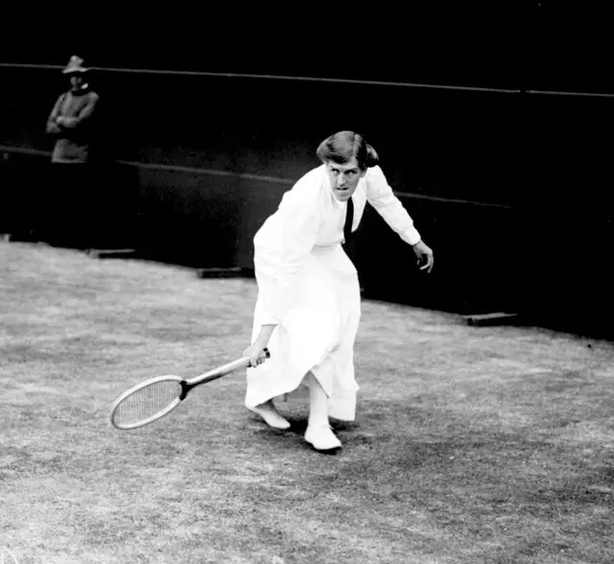 Lambert Chambers playing at Wimbledon in 1913 (PA)