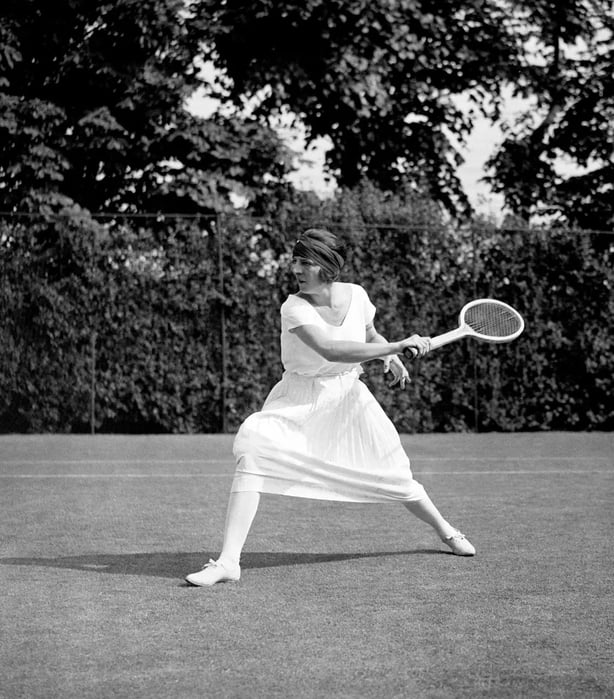 Suzanne Lenglen, the Ladies Grass Champion, in action at Wimbledon in 1921 (PA)