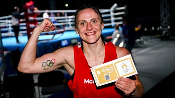 Michaela Walsh celebrates with her ticket to the Olympic Games