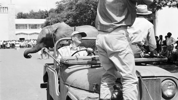 Behind the scenes with John Wayne on the set of Hatari! (1962)