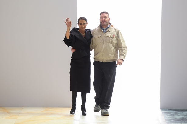 Delfina Delettrez Fendi and Kim Jones walk the runway during the Fendi Haute Couture Fall