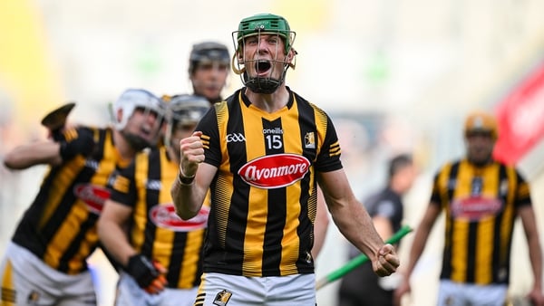 Eoin Cody and the Kilkenny team celebrate after the final whistle