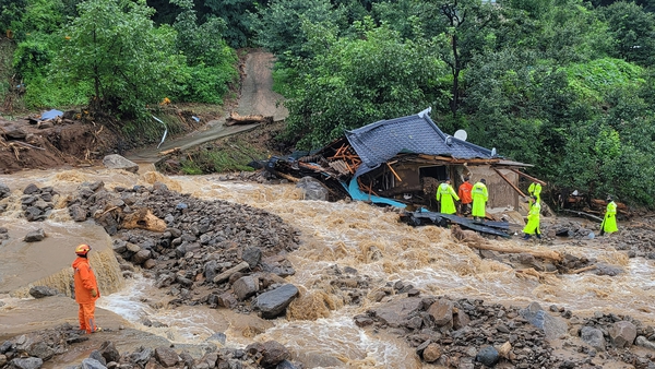 Heavy rains triggered a landslide in north Gyeongsang province