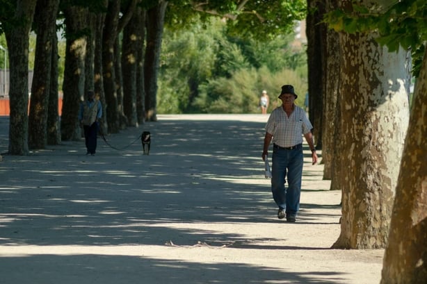 man walking in shade