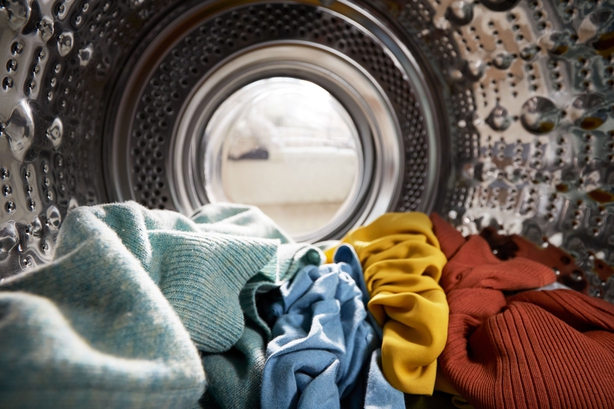 clothes in washing machine