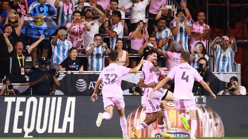 Lionel Messi scores during his Inter Miami debut against Cruz Azul