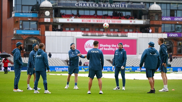 England players kill time with a kickabout at Old Trafford