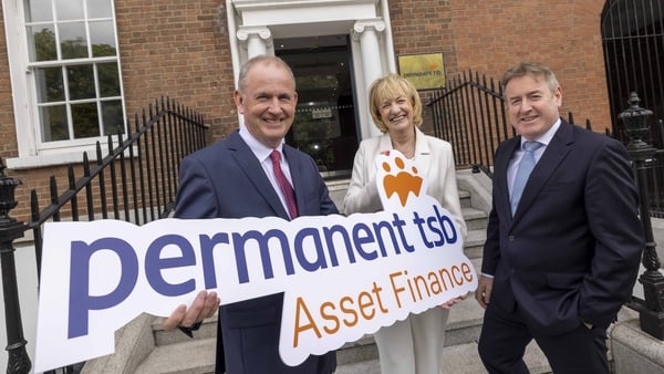 Head of Permanent TSB Asset Finance Colm Furlong, Permanent TSB Chairperson Julie O'Neill and the bank's CEO Eamonn Crowley