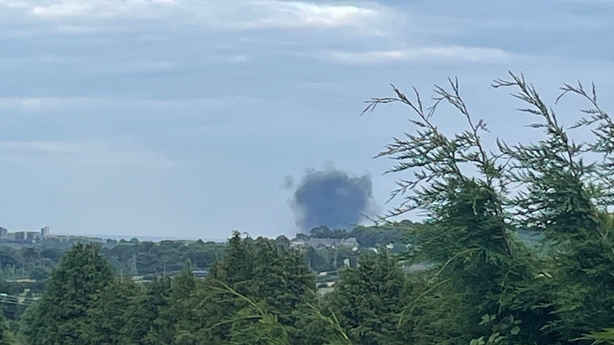 Smoke from the fire was visible from surrounding areas