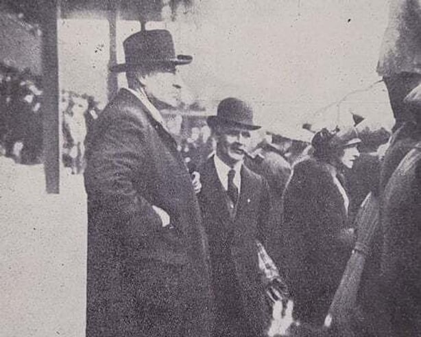 A picture of Mr. James Larkin with Mr. Thomas Foran, key labour figures in the ongoing dockers strike Photo: Irish Life, July 1923