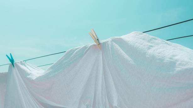 Drying sheets outdoor in summer fresh air
