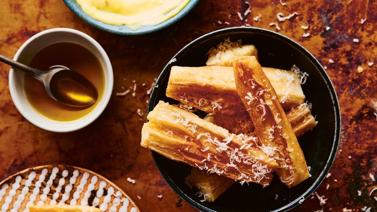 Cassava chips with truffle oil and Parmesan