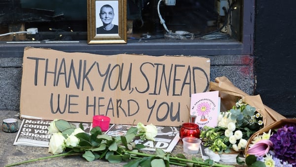 Tributes to Sinéad O'Connor at the Irish Rock 'n' Roll Museum in the Temple Bar area of Dublin