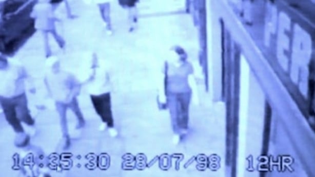Last image of Deirdre Jacob (centre), captured on CCTV in Newbridge, Co. Kildare 28th July 1998