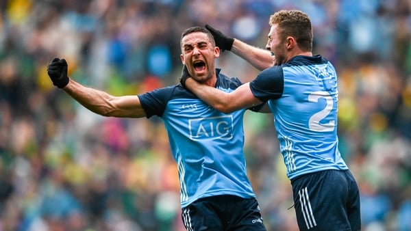 James McCarthy (L) and Jack McCaffrey celebrate at the final whistle