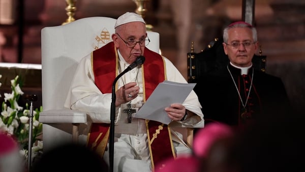 Pope Francis celebrated vespers at the Jeronimos Monastery in Lisbon