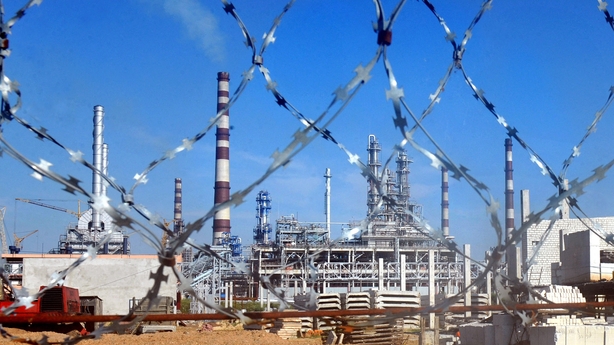 File photo shows Mozyr oil refinery near Minsk