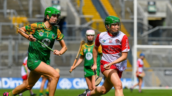 Mairead McNicholl of Derry in action against Leah Devine of Meath