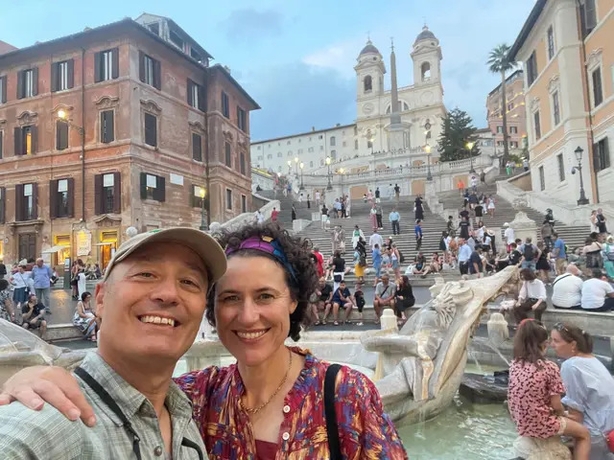 Sarah and her partner on the Spanish Steps (Sarah Marshall/PA)