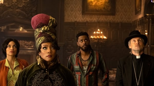 Rosario Dawson, Tiffany Haddish, LaKeith Stanfield and Owen Wilson in Disney's live-action Haunted Mansion