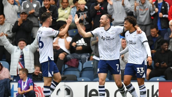 Will Keane (c) after netting for Preston