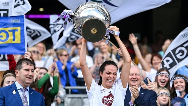 Kildare captain Grace Clifford lifts the Mary Quinn Memorial Cup