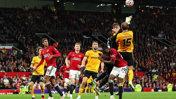 Manchester United goalkeeper Andre Onana collided with Wolves' Sasa Kalajdzic after the ball was gone