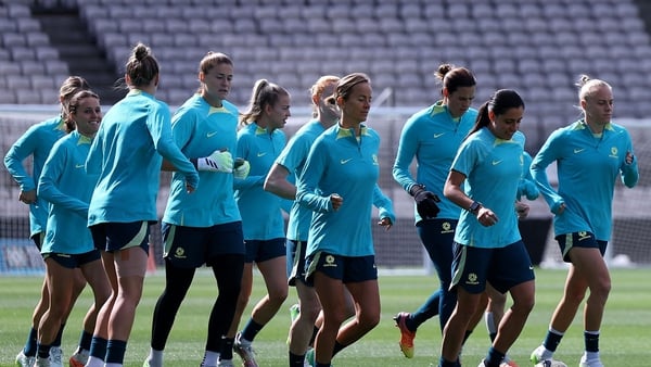 Australia players training in advance of the semi-final