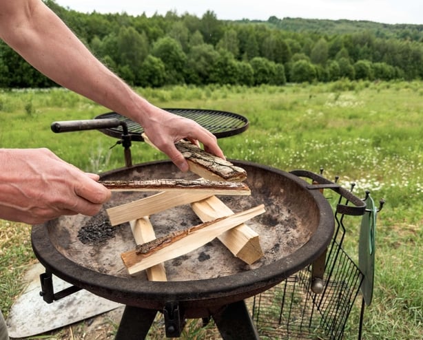 Setting up a camping stove