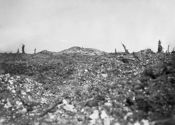 Ministry Of Information First World War Official Collection, The remains of Thiepval chateau on the Somme battlefield, 28 September 1916. (Photo by Lt. Ernest Brooks/ Imperial War Museums via Getty Images)