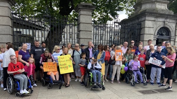 The families and supporters of a number of those impacted gathered on Kildare Street this afternoon