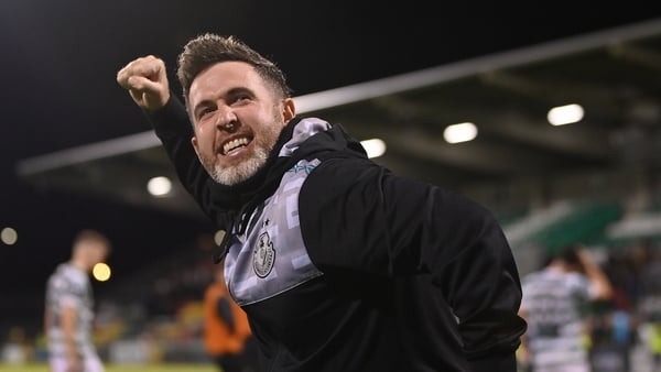 Stephen Bradley celebrates after the win over Dundalk