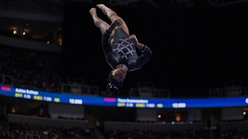 Simone Biles wins record eighth US all-around title as comeback