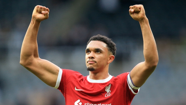 Trent Alexander-Arnold celebrates after the win