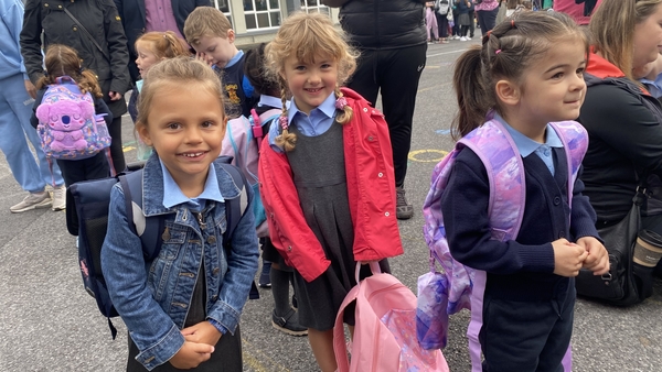 Smiles all around on the first day of school for these St Patrick's pupils